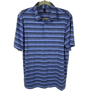 Adidas Men's 2-Color Striped Short-Sleeve Polo Golf Shirt Blue Size L